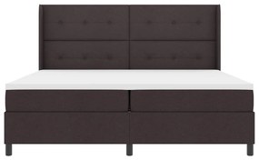 Boxspring Ágy Matraccal és LED világítással Sötétbarna 200x200 cm Szövet