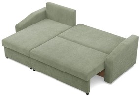 Zeus sarokkanapé, 2 ágyneműtartóval, döntött kartámasz, kordbársony, univerzális oldal, hab töltet, zöld