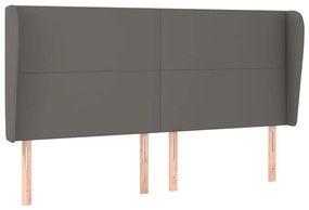 szürke műbőr fejtámla szárnyakkal 203x23x118/128 cm