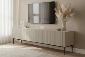 Nicole RTV szekrény 200 cm fiókkal, fémlábakon - kasmír / fekete lábak