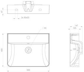 Sapho - Falra szerelhető mosdó 50x40 cm öntött márvány/fehér