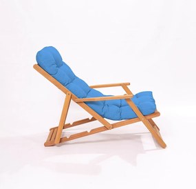 Kék-natúr színű tömörfa kerti napozószék – Floriane Garden