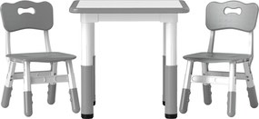 AIYAPLAY 3 részes Gyermek Asztal és Szék Készlet Magasság Állítható Gyermek Asztallal 2 Székkel Könnyen Tisztítható 18 Hónapos Kortól 5 Éves Korig Ját