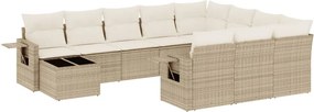 vidaXL 11 részes bézs polyrattan kerti ülőgarnitúra párnákkal