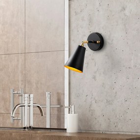 Fekete-aranyszínű fali lámpa ø 10 cm Evander – Opviq lights