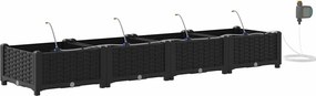 vidaXL Kerti cserép 4 pcs Fekete Acél