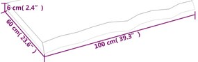 sötétbarna kezelt tömör tölgyfa asztallap 100x60x(2-6) cm