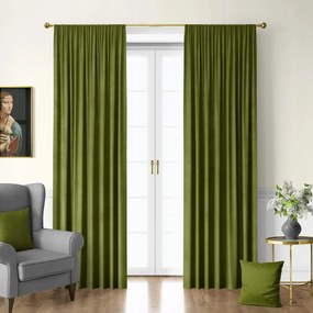 Velvet Függöny, Velúr, Szalaggal 140 széles x 320 magas 70% Olive