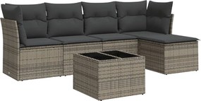 vidaXL 6 részes szürke polyrattan kerti ülőgarnitúra párnákkal