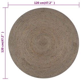 szürke kézzel font kör alakú jutaszőnyeg 120 cm
