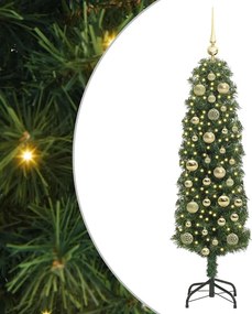 vidaXL Mű karácsonyfa 150 LED-del Zöld 120 cm PVC, acél és műanyag
