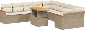 vidaXL 11 részes bézs polyrattan kerti ülőgarnitúra párnákkal