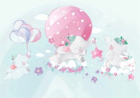 Flizelin fotótapéta Elefántok lufikkal Pasztell álmok 416x290 +ragasztó