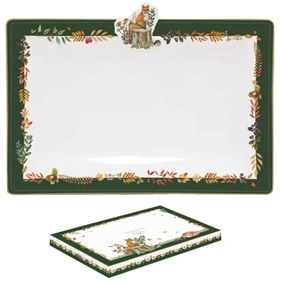 Forest Dream őszi porcelán rókás kínáló tálca 36x24 cm dobozban Easy Life