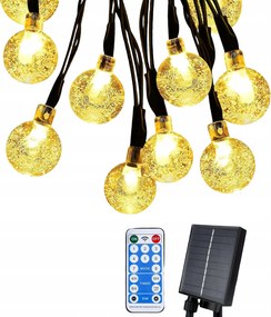 Napelemes girland lámpa 10m 65 dióda Led gömbök 8 üzemmód IP65 vízálló