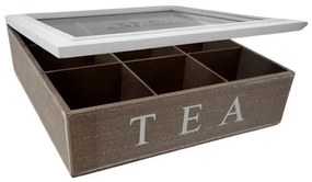 Teafiltertartó teásdoboz 9 rekeszes antik fehér barna Tea Collection