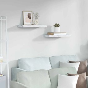 vidaXL Falpolc tárolóval 2 pcs Fehér márvány 50 x 23,5 x 4 cm Faanyag