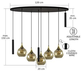 CALYPSO lógó 3xGU10/60W + 5xE27/60W fekete/arany