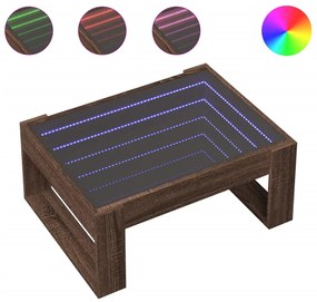 Barna tölgy végtelen hatású LED-es dohányzóasztal 70x53x30 cm