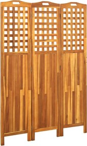 vidaXL 3 paneles tömör akácfa szobaelválasztó 121 x 2 x 170 cm
