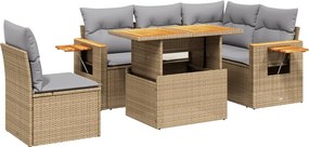 vidaXL 6 részes bézs polyrattan kerti ülőgarnitúra párnával