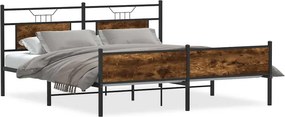 vidaXL füstös tölgy színű fém ágykeret matrac nélkül 180 x 200 cm