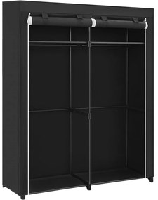 Szövet ruhatároló szekrény hordozható gardrób, fekete 140x43x174cm