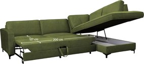 Széthúzható ülőgarnitúra, olíva zöld, jobbos, ERMON ROH