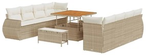 vidaXL Kerti Kanapé Szett tárolóval 11 pcs Bézs Poli rattan