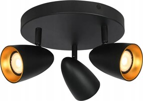 Italux Tino Mennyezeti lámpa fekete-arany Ø22cm 3xGU10 állítható fényszóró