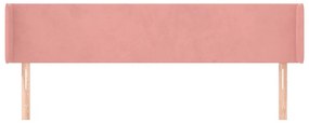 rózsaszín bársony szárnyas fejtámla 163x16x78/88 cm