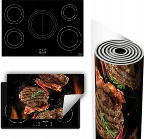 Vinil Tűzhelyvédő Szőnyeg Asztallap 90x52 fekete steak