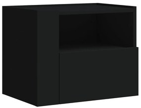 fekete falra szerelhető éjjeliszekrény 45 x 30 x 35 cm
