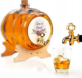 Hordó Üveg Kancsó 4 L-es Nyomott Mintás Tábla Esküvői Alkohol Ajándék