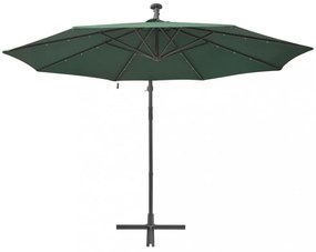 zöld függőernyő LED-del, fém rúddal 300 cm