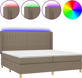 vidaXL tópszínű szövet rugós és LED-es ágy matraccal 200 x 200 cm