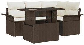 vidaXL Kerti Kanapé Szett párnával tárolóval 5 pcs Barna Poli rattan