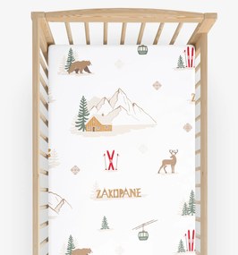 Goldea karácsonyi gyermek körgumis pamut lepedő kiságyba - zakopane 60 x 120 cm