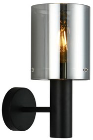 ITALUX SARDO füstszínű burával fali lámpa fekete, E27, IT-WL-5581-1A-BK+SG