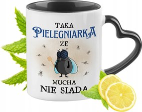 Ápolónőnek Fekete Bögre Szív Alakú Füllel Ajándék