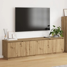 TV Szekrény LED Fénnyel Kézműves Tölgy 180x38x49 cm Rétegelt Lemez