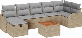 vidaXL Kerti Kanapé Szett párnával tárolóval 8 pcs Bézs polirattan