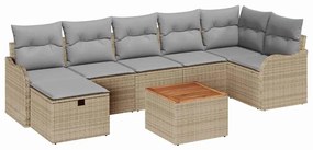 vidaXL Kerti Kanapé Szett párnával tárolóval 8 pcs Bézs polirattan