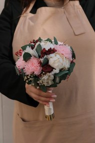 Menyasszonyi csokor szárított virágokból és füvekből, esküvői csokor