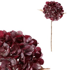 Művirág, vágott hortenzia, piros, aranyozással, 65cm