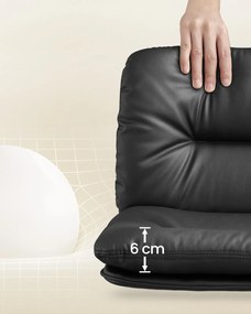 Bárszékek, 2 db állítható magasságú bárszék PU huzattal, háttámlával, fekete