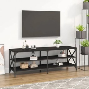 Fekete szerelt fa TV-szekrény 140 x 40 x 50 cm