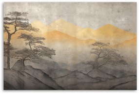 Gario Vászonkép Japán arany hegyi táj Méret: 90 x 60 cm