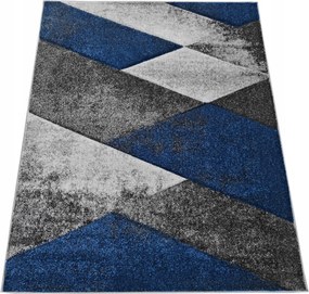 Szőnyeg 160x220 Szürke Sötétkék Kék Modern Geometrikus Nappali