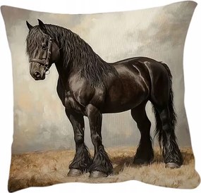 Párnahuzat Fríz Ló Párnahuzat Fekete Ló Velúr Párnahuzat 45x45